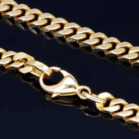 Kurze, exquisite Panzerkette aus massivem Gelbgold (14K, 585 Gold) in ca. 5 mm, 45cm (ca. 33,2g)