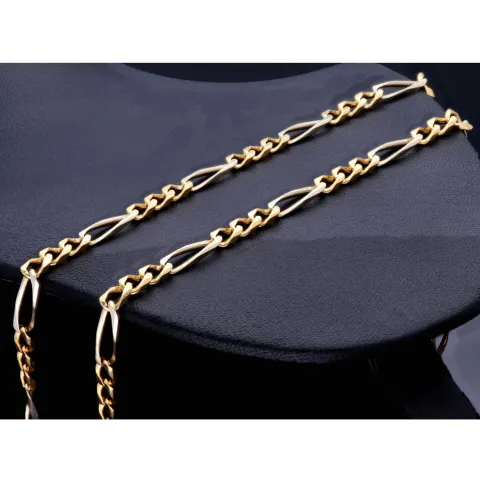Massive Figaro-Goldkette in 18K / 750 Bicolor Gold Weiß- und Gelbgold in exklusivem Design (ca. 32,1 Gramm, ca. 70cm)