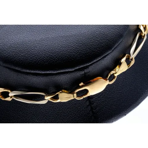 Massive Figaro-Goldkette in 18K / 750 Bicolor Gold Weiß- und Gelbgold in exklusivem Design (ca. 32,1 Gramm, ca. 70cm)