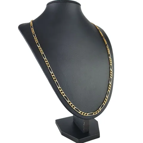 Massive Figaro-Goldkette in 18K / 750 Bicolor Gold Weiß- und Gelbgold in exklusivem Design (ca. 32,1 Gramm, ca. 70cm)