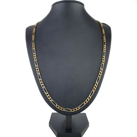 Massive Figaro-Goldkette in 18K / 750 Bicolor Gold Weiß- und Gelbgold in exklusivem Design (ca. 32,1 Gramm, ca. 70cm)