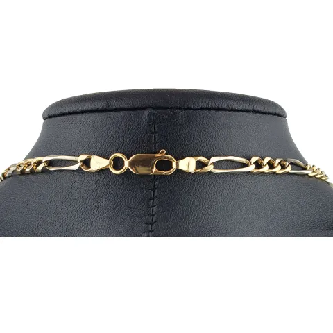 Massive Figaro-Goldkette in 18K / 750 Bicolor Gold Weiß- und Gelbgold in exklusivem Design (ca. 32,1 Gramm, ca. 70cm)