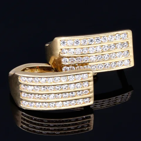 Glänzende Ohrringe mit Zirkoniasteinen und englischem Verschluss aus massivem 585er 14K Gold