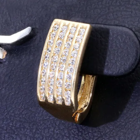 Glänzende Ohrringe mit Zirkoniasteinen und englischem Verschluss aus massivem 585er 14K Gold