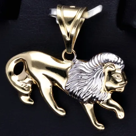 Edler Löwen-Anhänger aus hochwertigem 585er (14k) Gelbgold und Weißgold (Bicolor)