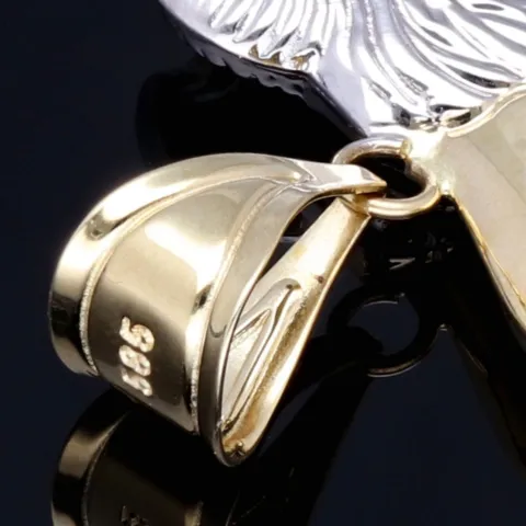 Edler Löwen-Anhänger aus hochwertigem 585er (14k) Gelbgold und Weißgold (Bicolor)