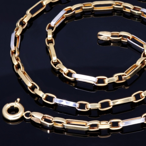 Exquisite und hochwertig produzierte Ankerkette aus glänzendem Bicolor 585 / 14K Gelb- und Weißgold für Herren und Damen (ca. 57 cm Länge)