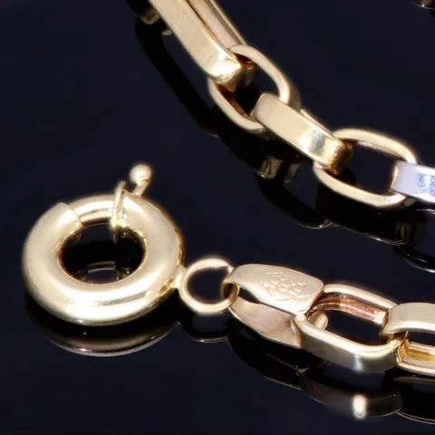 Exquisite und hochwertig produzierte Ankerkette aus glänzendem Bicolor 585 / 14K Gelb- und Weißgold für Herren und Damen (ca. 57 cm Länge)