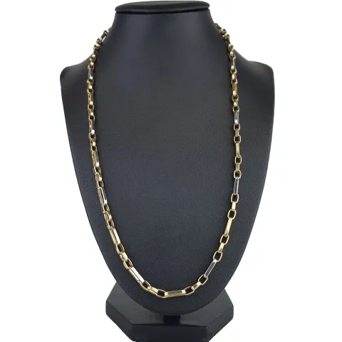 Exquisite und hochwertig produzierte Ankerkette aus glänzendem Bicolor 585 / 14K Gelb- und Weißgold für Herren und Damen (ca. 57 cm Länge)