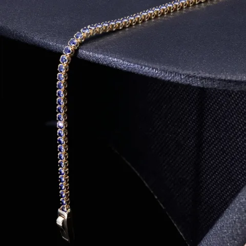 Edles Tennisarmband mit dunkelblauen Zirkonia aus hochwertigem 585 14K Gold in (ca. 17 cm Länge)