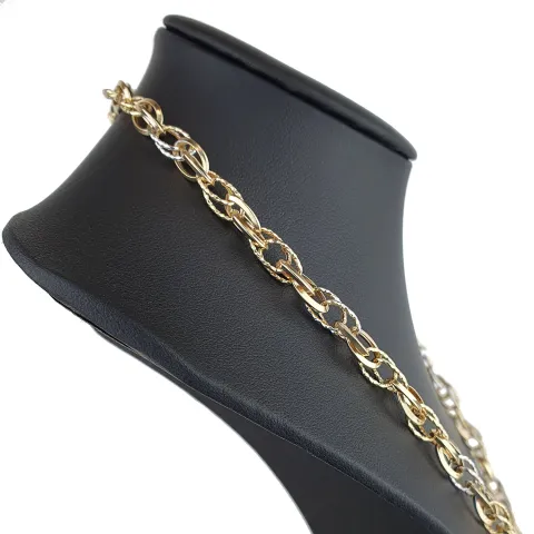 Modische Halskette (Collier) aus hochwertigem 14K 585 Weiß- und Gelbgold (Bicolor) ca. 50cm