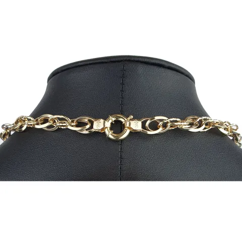 Modische Halskette (Collier) aus hochwertigem 14K 585 Weiß- und Gelbgold (Bicolor) ca. 50cm
