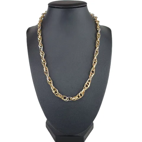 Modische Halskette (Collier) aus hochwertigem 14K 585 Weiß- und Gelbgold (Bicolor) ca. 50cm