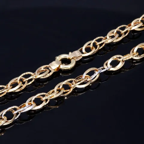 Modische Halskette (Collier) aus hochwertigem 14K 585 Weiß- und Gelbgold (Bicolor) ca. 50cm