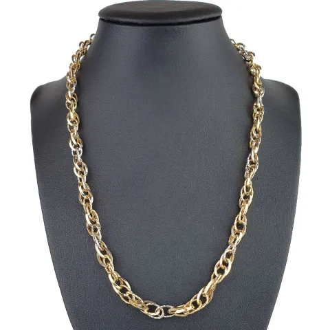 Modische Halskette (Collier) aus hochwertigem 14K 585 Weiß- und Gelbgold (Bicolor) ca. 50cm