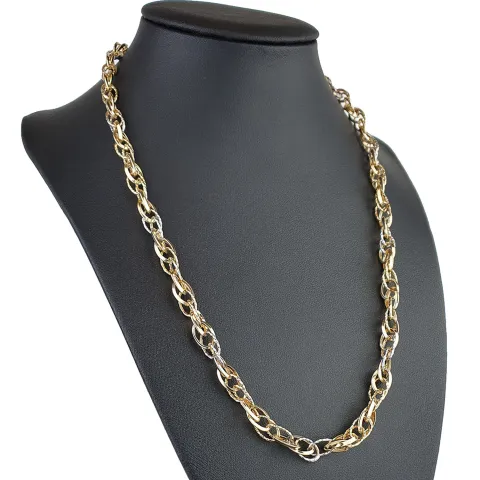 Modische Halskette (Collier) aus hochwertigem 14K 585 Weiß- und Gelbgold (Bicolor) ca. 50cm