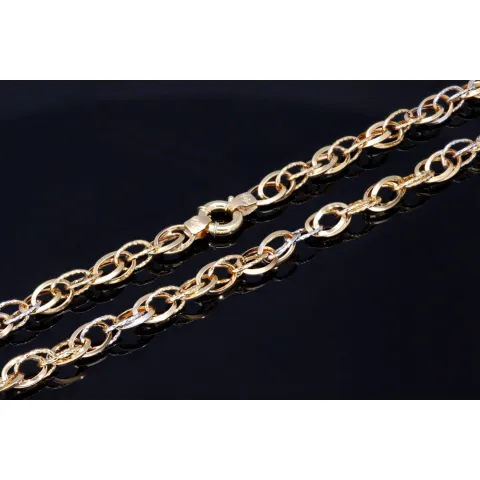 Modische Halskette (Collier) aus hochwertigem 14K 585 Weiß- und Gelbgold (Bicolor) ca. 50cm