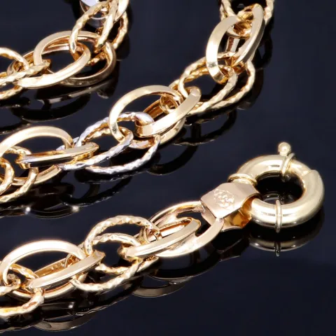 Modische Halskette (Collier) aus hochwertigem 14K 585 Weiß- und Gelbgold (Bicolor) ca. 50cm