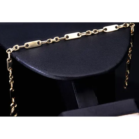 Mix aus Steigbügel- und Plattenarmband aus 585er (14k) Gelbgold, 20cm lang, 4mm breit (Plättchen-, Steigbügelarmband)