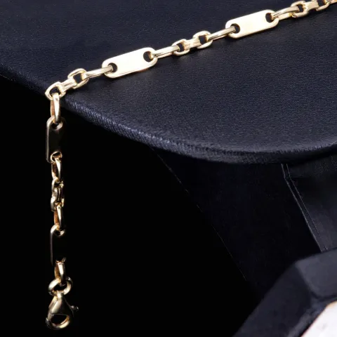 Mix aus Steigbügel- und Plattenarmband aus 585er (14k) Gelbgold, 20cm lang, 4mm breit (Plättchen-, Steigbügelarmband)