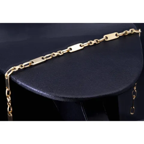 Steigbügel- und Plattenarmband aus edlem 585er (14k) Gelbgold, 23cm lang, 4mm breit (Plättchen-, Steigbügelarmband)