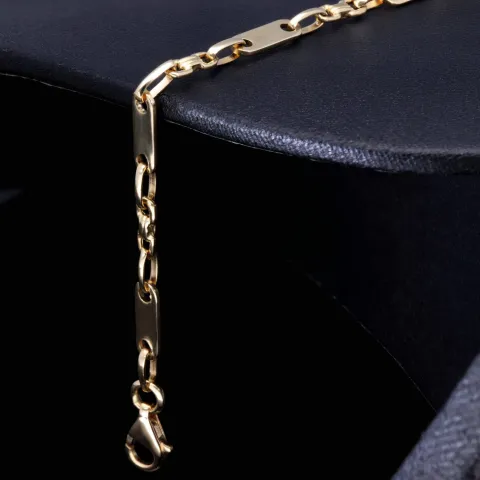 Steigbügel- und Plattenarmband aus edlem 585er (14k) Gelbgold, 23cm lang, 4mm breit (Plättchen-, Steigbügelarmband)