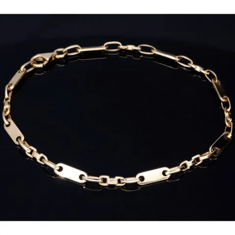 Steigbügel- und Plattenarmband aus edlem 585er (14k) Gelbgold, 23cm lang, 4mm breit (Plättchen-, Steigbügelarmband)