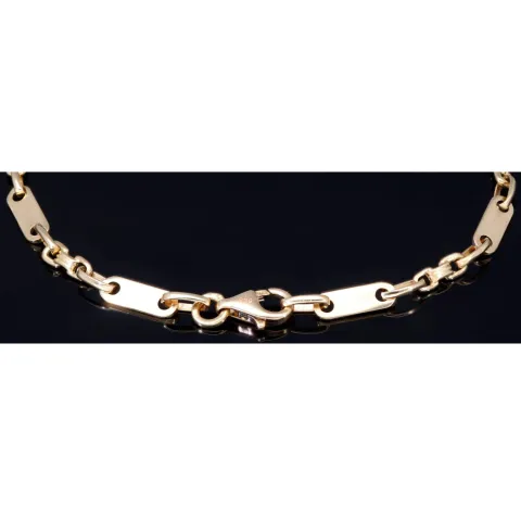 Steigbügel- und Plattenarmband aus edlem 585er (14k) Gelbgold, 23cm lang, 4mm breit (Plättchen-, Steigbügelarmband)
