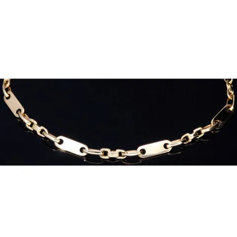 Steigbügel- und Plattenarmband aus edlem 585er (14k) Gelbgold, 23cm lang, 4mm breit (Plättchen-, Steigbügelarmband)