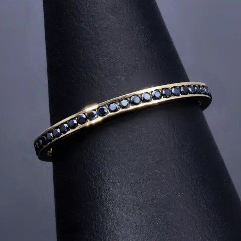 Zirkoniaring 585 14 Karat - Ring in Gelbgold mit funkelnden schwarzen Zirkonia bestückt Ringgröße ca. 51