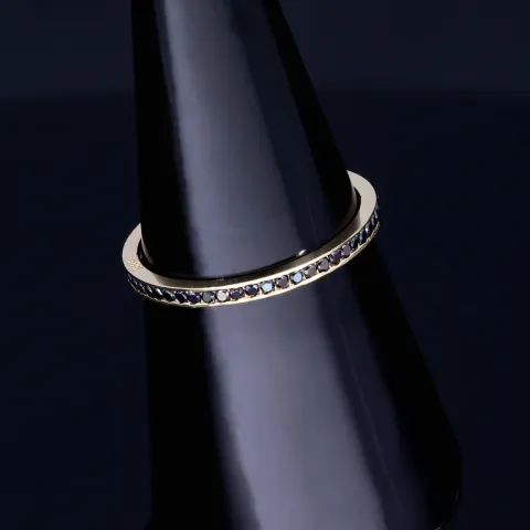 Zirkoniaring 585 14 Karat - Ring in Gelbgold mit funkelnden schwarzen Zirkonia bestückt Ringgröße ca. 51