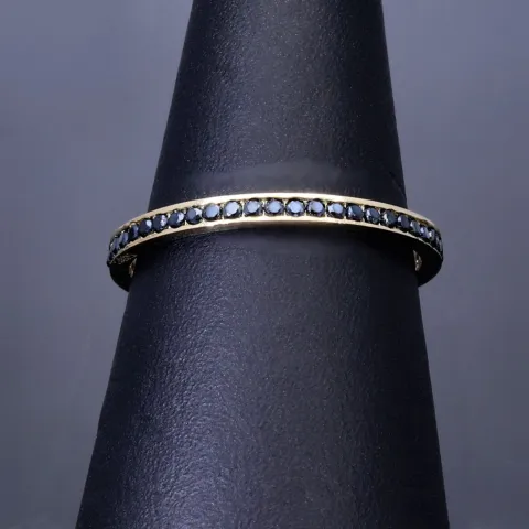 Zirkoniaring 585 14 Karat - Ring in Gelbgold mit funkelnden schwarzen Zirkonia bestückt Ringgröße ca. 51