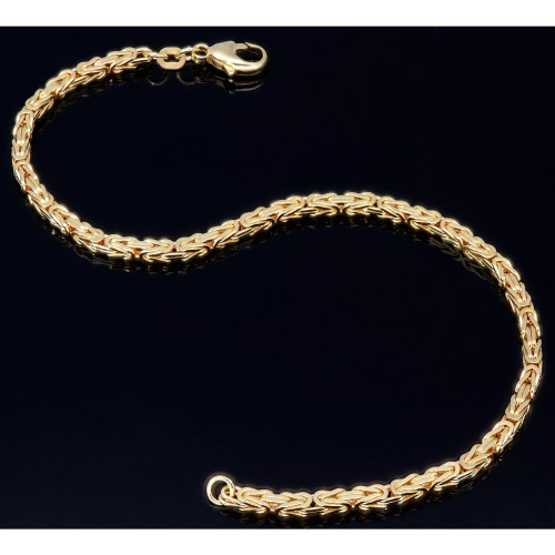 Massives Königsarmband aus hochglanzpoliertem Gold (585er 14k Gold), ca. 2,5 mm Breite, ca. 21cm lang - Made in Germany mit FBM Stempel