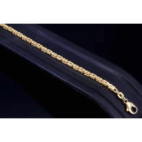 Massives Königsarmband aus hochglanzpoliertem Gold (585er 14k Gold), ca. 2,5 mm Breite, ca. 21cm lang - Made in Germany mit FBM Stempel