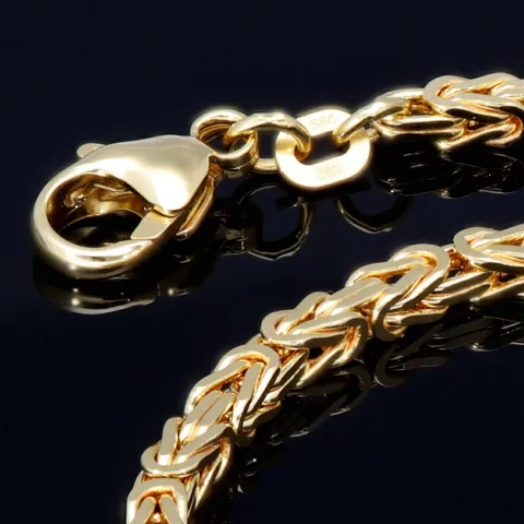 Massives Königsarmband aus hochglanzpoliertem Gold (585er 14k Gold), ca. 2,5 mm Breite, ca. 21cm lang - Made in Germany mit FBM Stempel