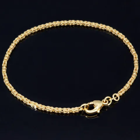 Feines, massives Königsarmband aus hochglanzpoliertem Gold (585er 14k Gold), ca. 1,8 mm Breite, ca. 18,5cm lang - Made in Germany mit FBM Stempel