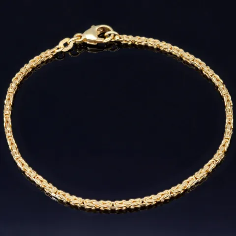 Feines, massives Königsarmband aus hochglanzpoliertem Gold (585er 14k Gold), ca. 1,8 mm Breite, ca. 18,5cm lang - Made in Germany mit FBM Stempel