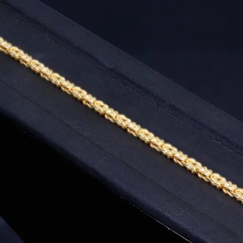 Feines, massives Königsarmband aus hochglanzpoliertem Gold (585er 14k Gold), ca. 1,8 mm Breite, ca. 18,5cm lang - Made in Germany mit FBM Stempel