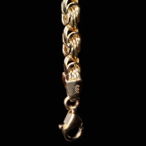Edles Königsarmband mit schwarzen, glitzernden Zirkoniasteinen aus 585er Gelbgold (14K) in ca. 21,5 cm Länge, 3,5mm