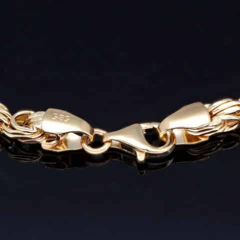 Edles Königsarmband mit schwarzen, glitzernden Zirkoniasteinen aus 585er Gelbgold (14K) in ca. 21,5 cm Länge, 3,5mm