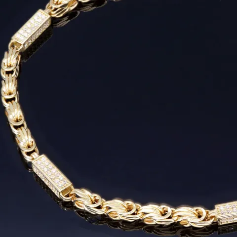 Bling - Königsarmband mit glitzernden Zirkonia Steinen aus 585er Gelbgold (14 Karat) in 21,5 cm Länge