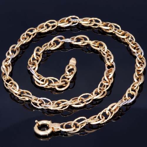 Modische Halskette für Damen aus edlem 14K 585 Gelbgold mit filigranem Design in ca. 49cm Länge (ca. 10g)