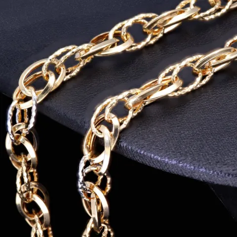Modische Halskette für Damen aus edlem 14K 585 Gelbgold mit filigranem Design in ca. 49cm Länge (ca. 10g)