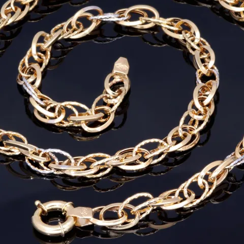 Modische Halskette für Damen aus edlem 14K 585 Gelbgold mit filigranem Design in ca. 49cm Länge (ca. 10g)