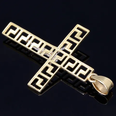 Jesus Christus Kruzifix - Anhänger aus Gold 14k (585er) Gelbgold und Weißgold