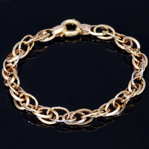 Schönes Bicolor Goldarmband für Damen aus edlem 585 14K Weißgold und Gelbgold (ca. 19 cm Länge)