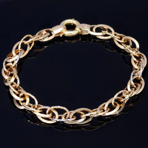 Schönes Bicolor Goldarmband für Damen aus edlem 585 14K Weißgold und Gelbgold (ca. 19 cm Länge)