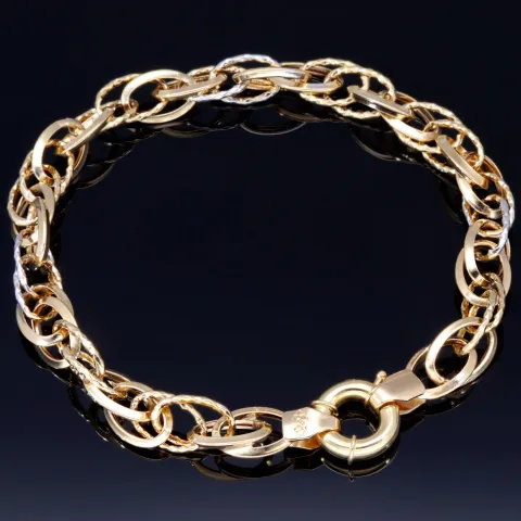 Schönes Bicolor Goldarmband für Damen aus edlem 585 14K Weißgold und Gelbgold (ca. 19 cm Länge)