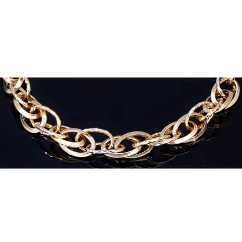 Schönes Bicolor Goldarmband für Damen aus edlem 585 14K Weißgold und Gelbgold (ca. 19 cm Länge)