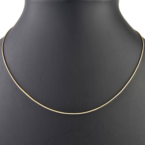 Kurze, glänzende Schlangenkette für Damen aus edlem 585 (14k) Gold in ca. 45cm ca. 1 mm